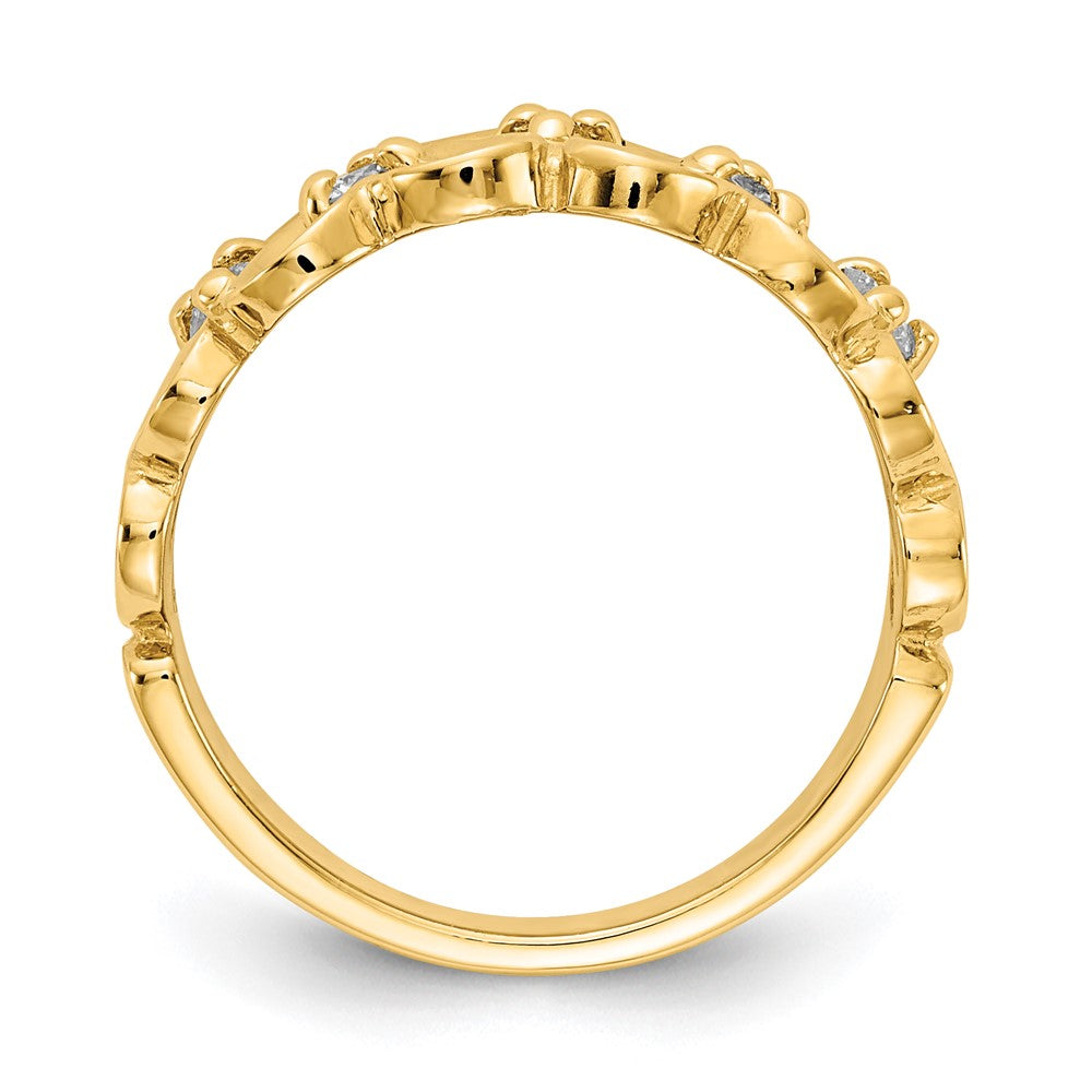 14K Gelbgold Ring mit Herz aus echtem Diamant