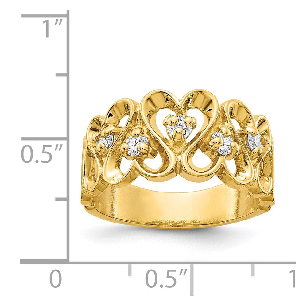 14K Gelbgold Ring mit Herz aus echtem Diamant