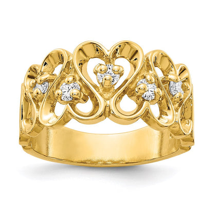 14K Gelbgold Ring mit Herz aus echtem Diamant