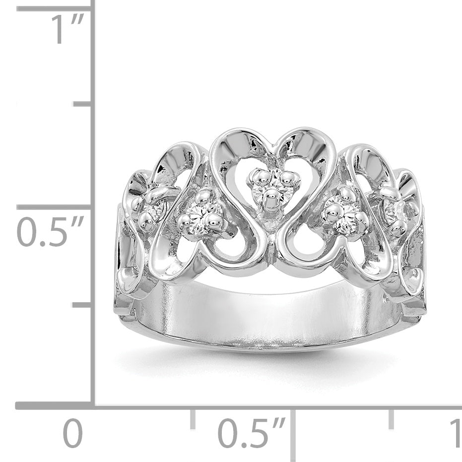 14K Weißgold Aaa Diamant Herz Ring