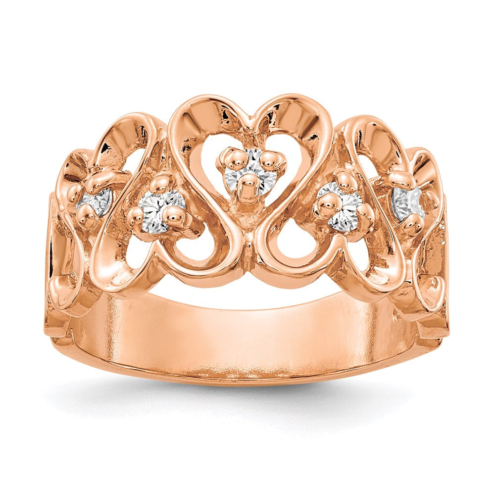 14K Roségold Ring mit echtem Diamant in Herzform
