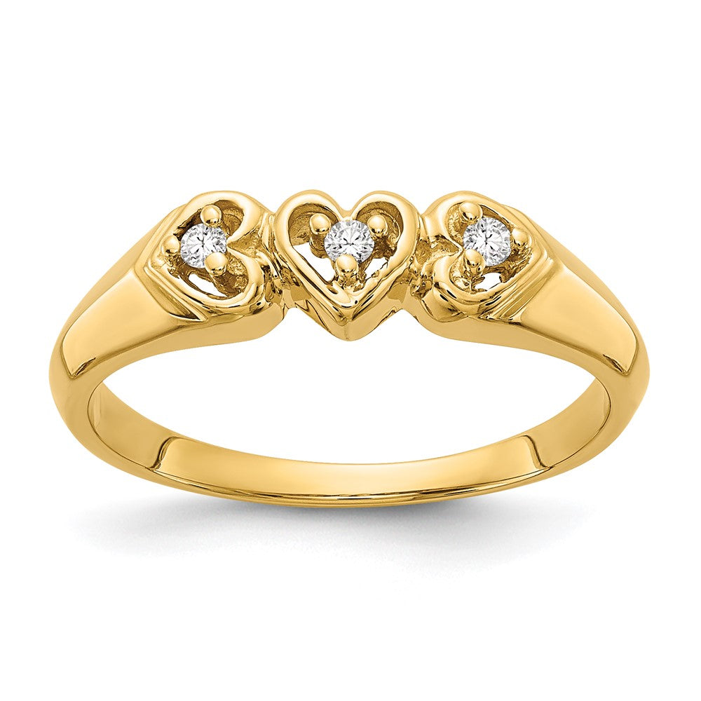 14K Gelbgold Herzring mit einem echten Diamanten
