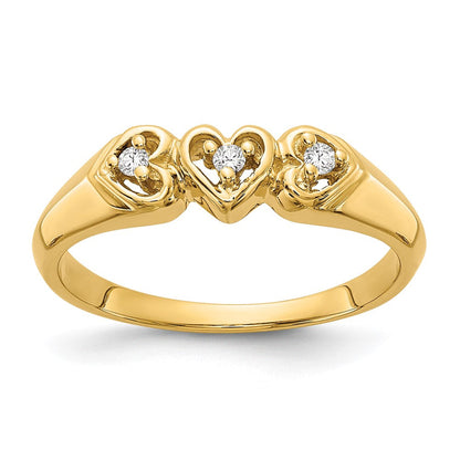 14K Gelbgold Herzring mit einem echten Diamanten