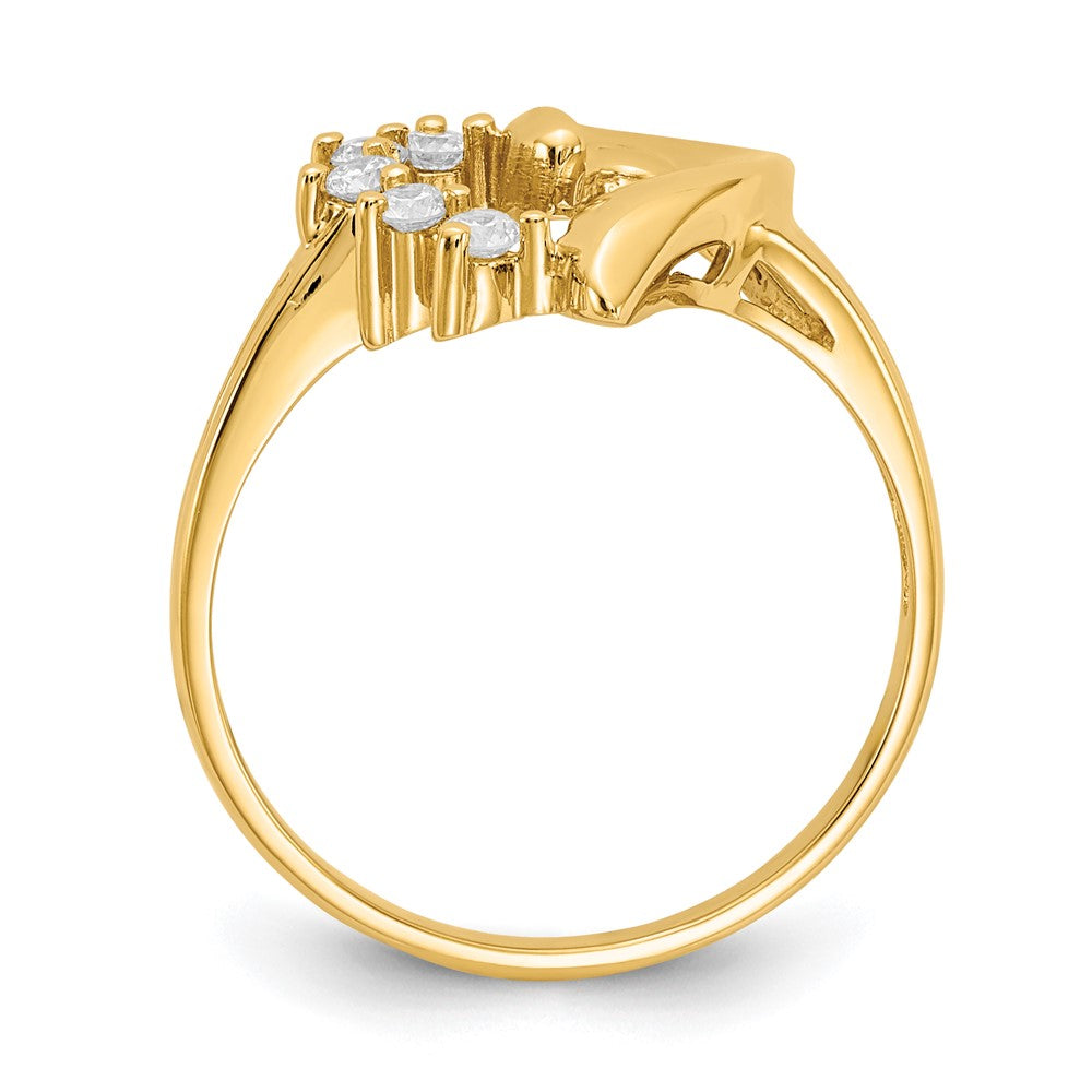 14K Gelbgold Herzring mit echtem Diamant