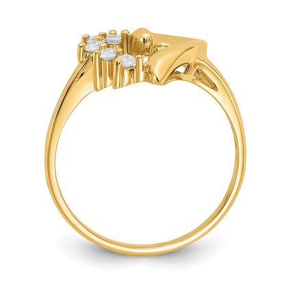 14K Gelbgold Herzring mit echtem Diamant
