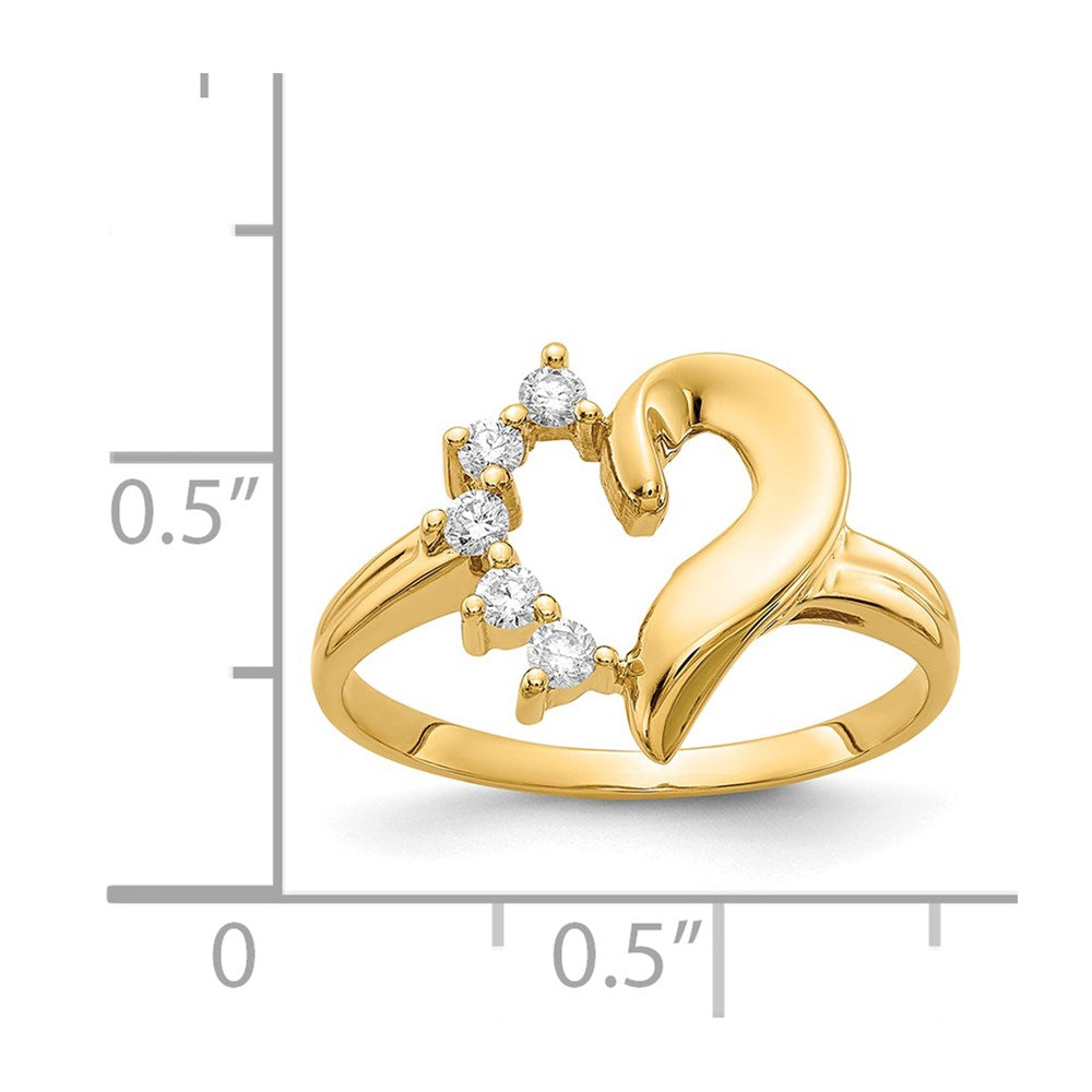 14K Gelbgold Herzring mit echtem Diamant