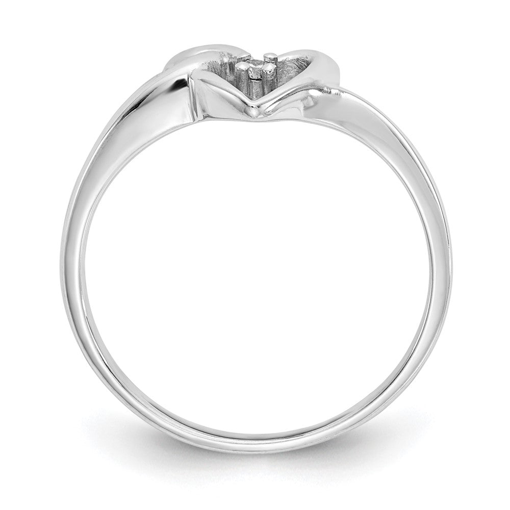 14K Weißgold Herzring mit echtem Diamant