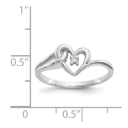 14K Weißgold Herzring mit echtem Diamant