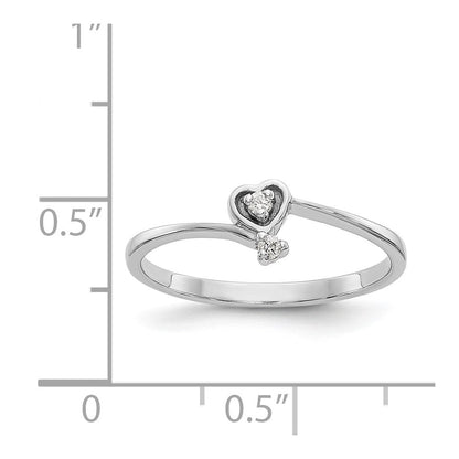 14K Weißgold Ring mit echtem Diamant in Herzform