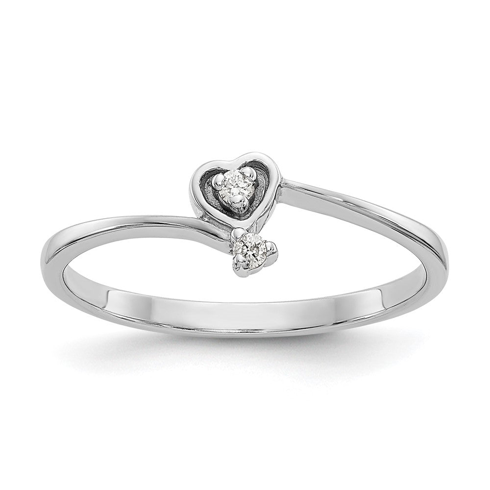 14K Weißgold Ring mit echtem Diamant in Herzform