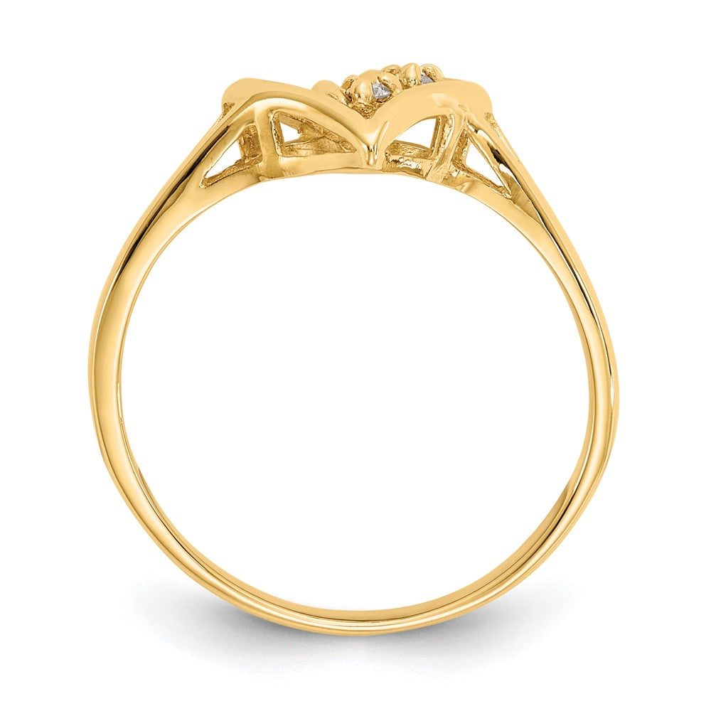 14K Gelbgold Herzring mit echtem Diamant