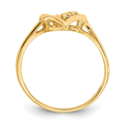 14K Gelbgold Diamant-Herzring, poliert, AA