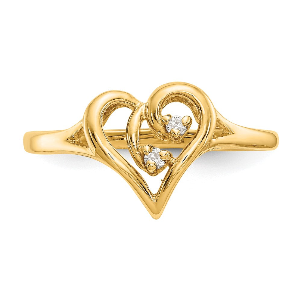 14K Gelbgold Herzring mit echtem Diamant
