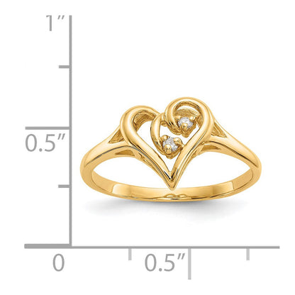 14K Gelbgold Herzring mit echtem Diamant