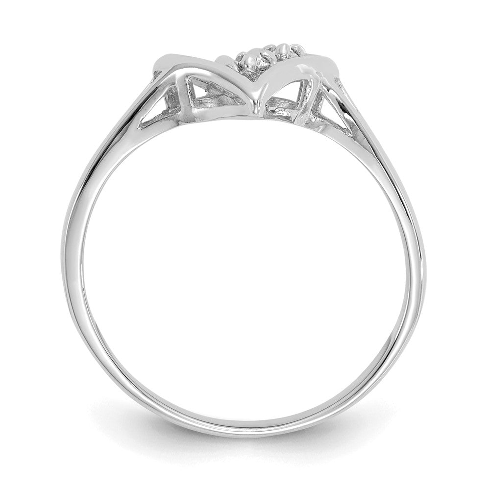 14K Weißgold Ring mit echtem Diamant-Herz