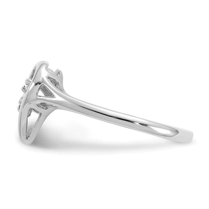 14K Weißgold Ring mit poliertem AA-Diamant-Herz