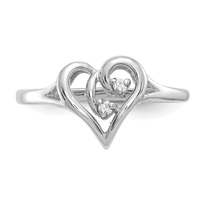 14K Weißgold Ring mit echtem Diamant-Herz