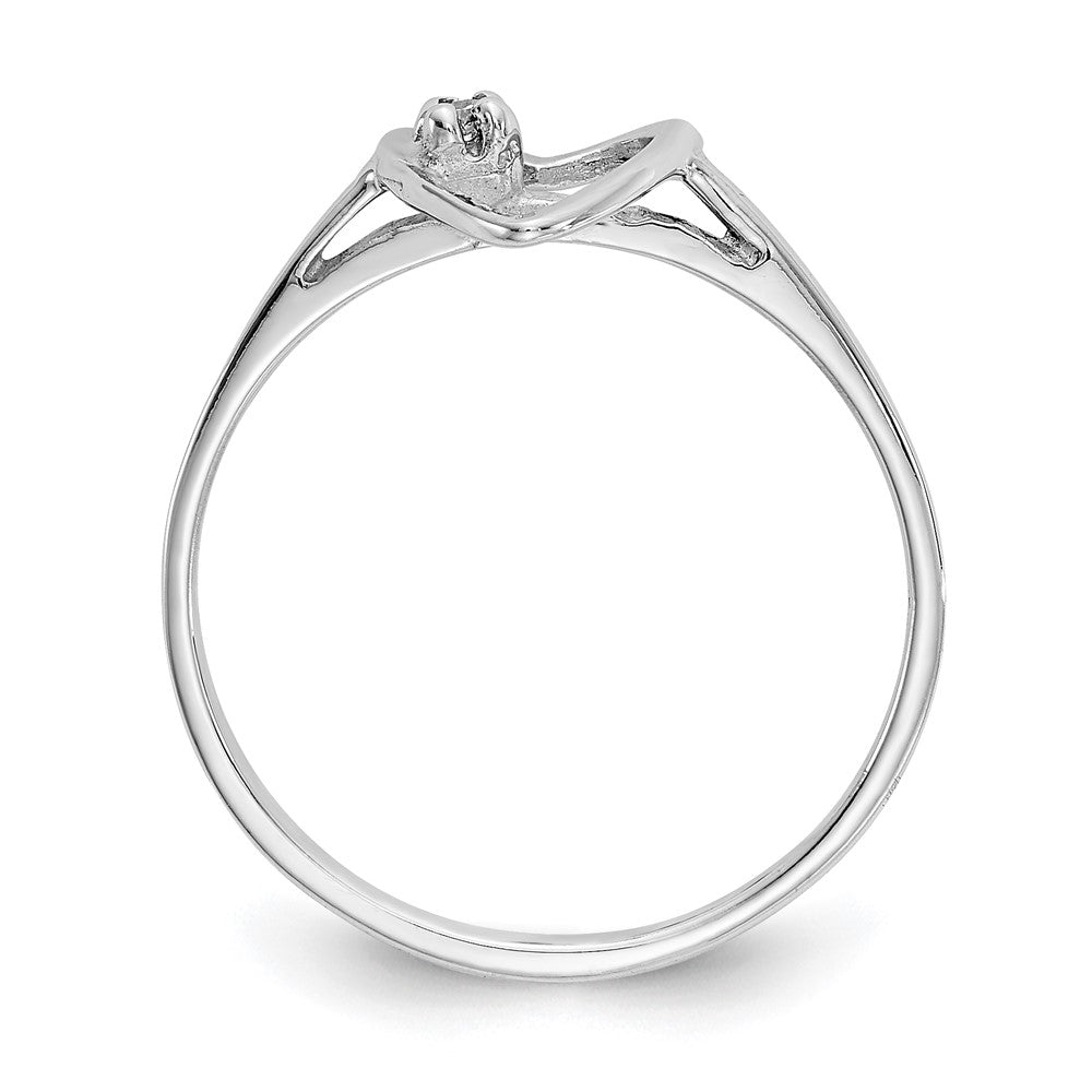 14K Weißgold Ring mit echtem Diamant in Herzform