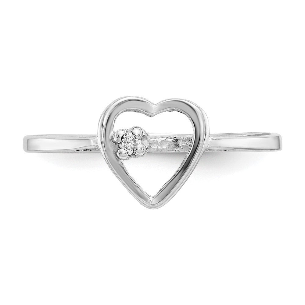 14K Weißgold Ring mit echtem Diamant in Herzform