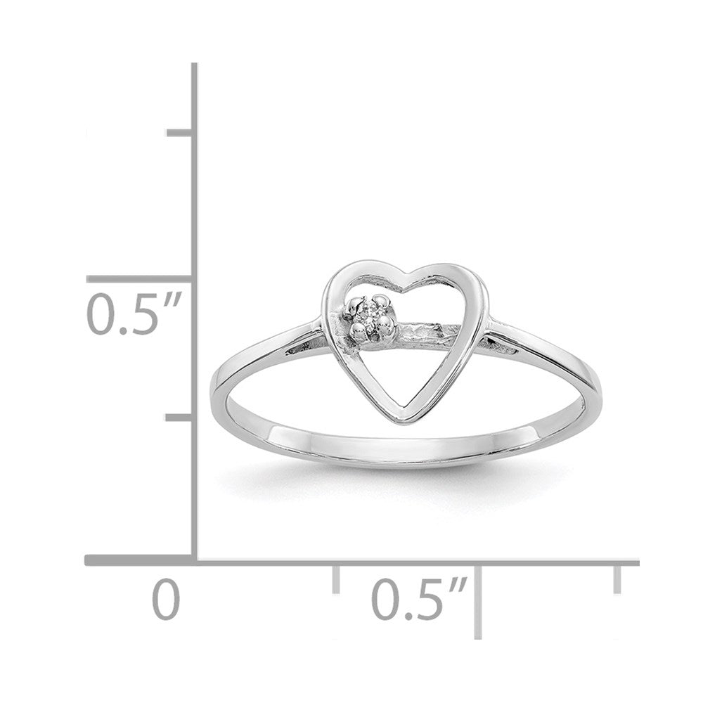 14K Weißgold Ring mit echtem Diamant in Herzform