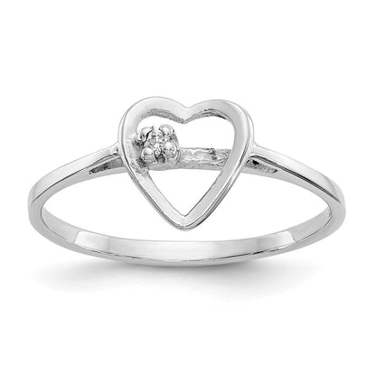 14K Weißgold Ring mit echtem Diamant in Herzform