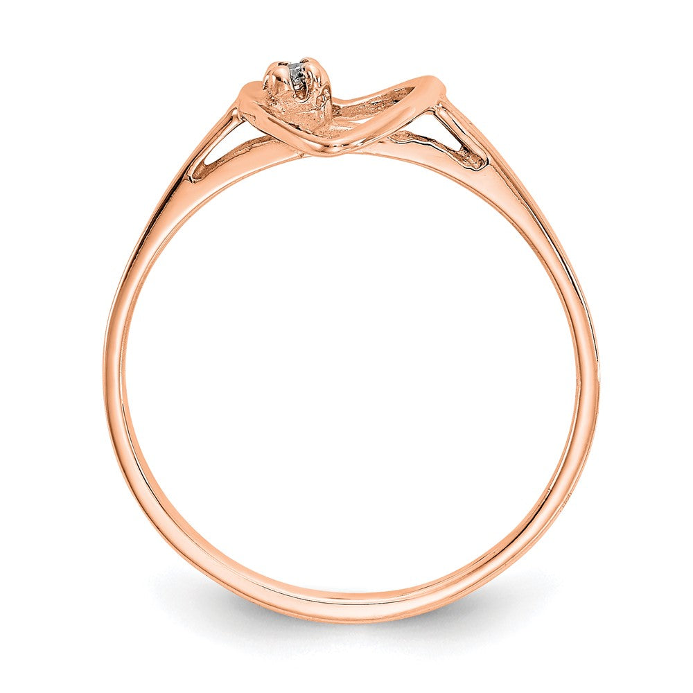 14K Roségold Aaa Diamant Herz Ring