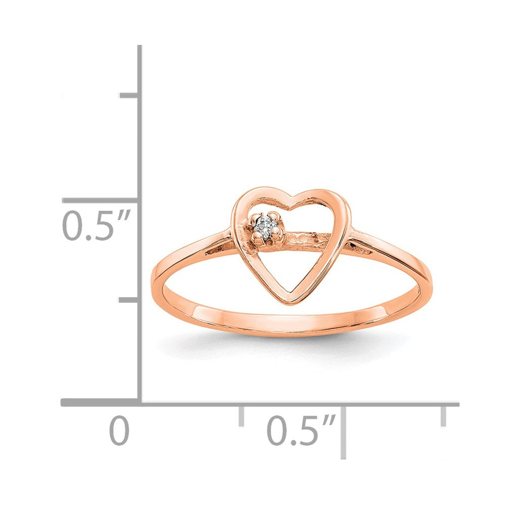 14K Roségold Poliert Aa Diamant Herz Ring