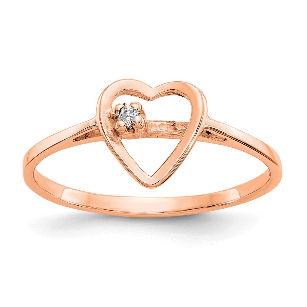14K Roségold Ring mit echtem Diamant-Herz