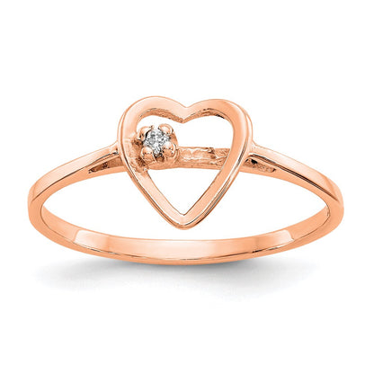 14K Roségold Aaa Diamant Herz Ring