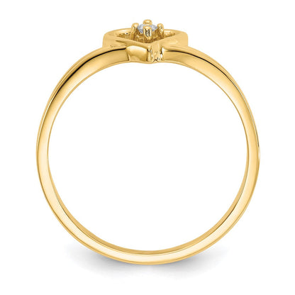 14K Gelbgold Ring mit echtem Diamant-Herz