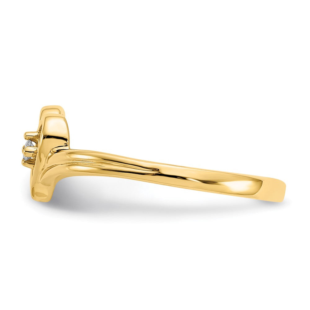 14K Gelbgold Diamant-Herzring, poliert, AA