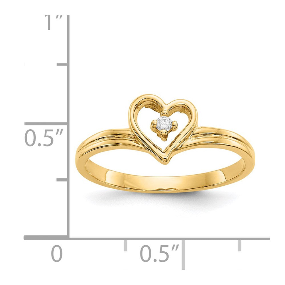 14K Gelbgold Ring mit echtem Diamant-Herz