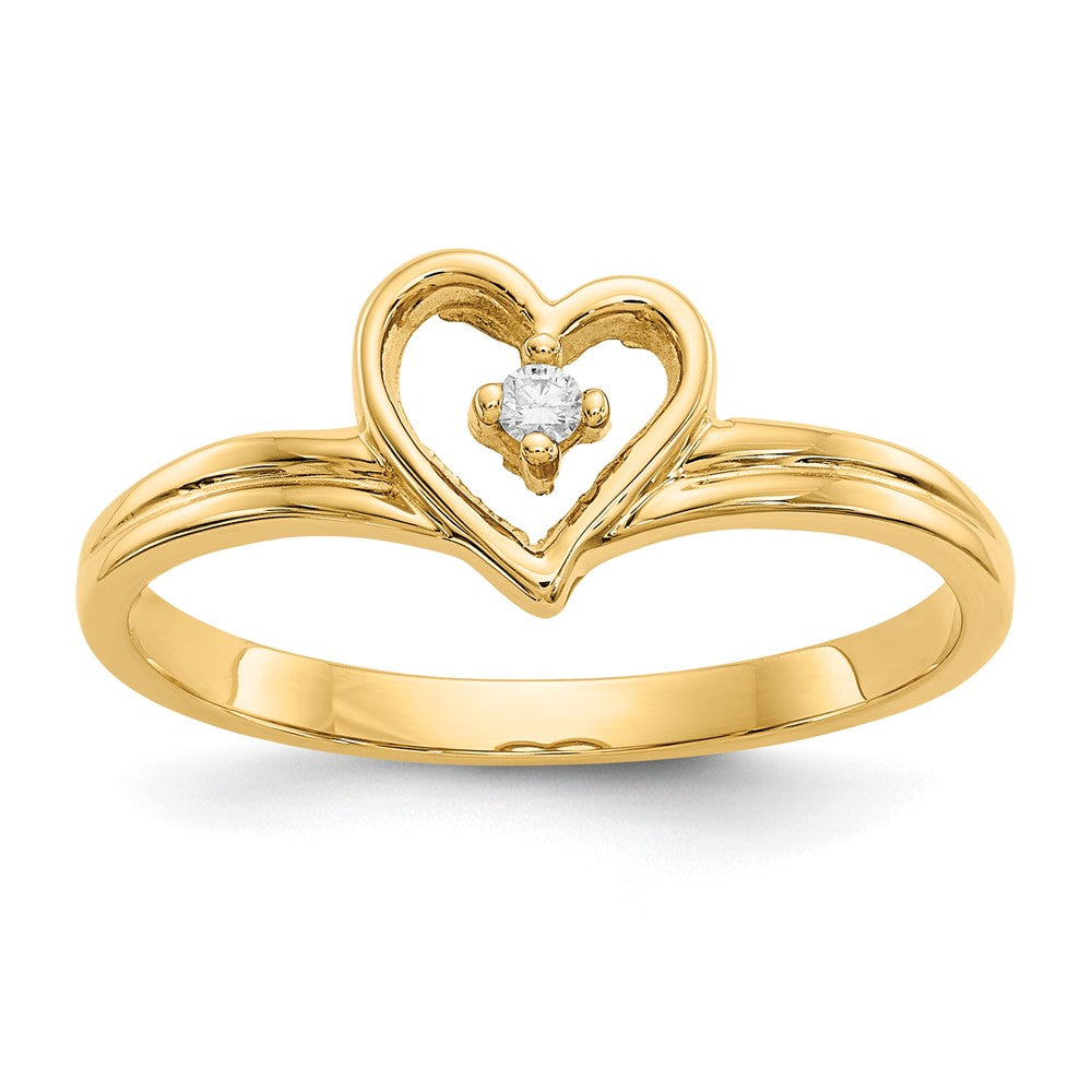 14K Gelbgold Ring mit echtem Diamant-Herz