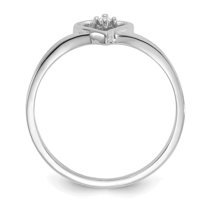 14K Weißgold Ring mit echtem Diamant-Herz