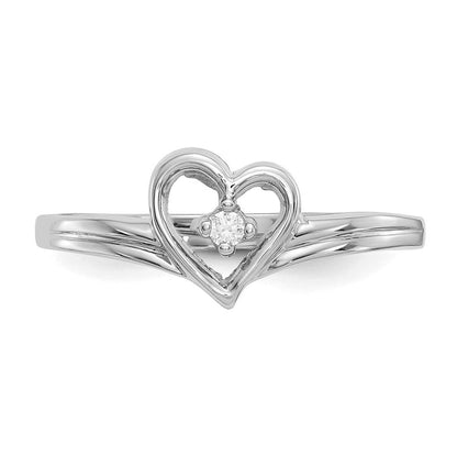 14K Weißgold Ring mit echtem Diamant-Herz
