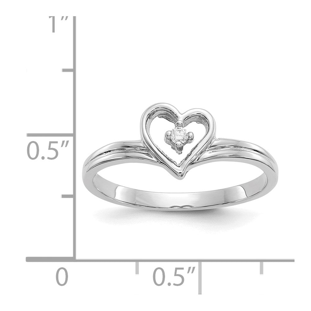 14K Weißgold Ring mit echtem Diamant-Herz