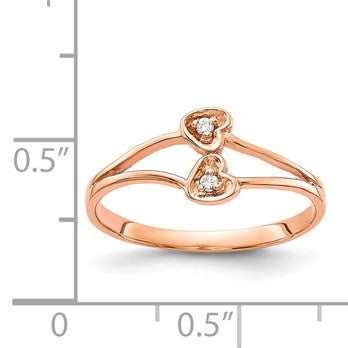 14K Roségold Ring mit Diamant, Herz-Design