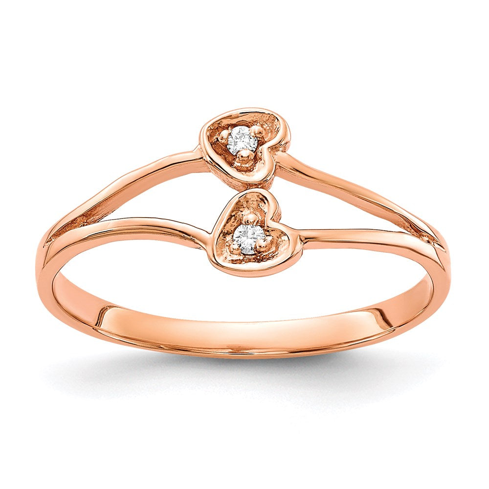 14K Roségold Ring mit Diamant, Herz-Design
