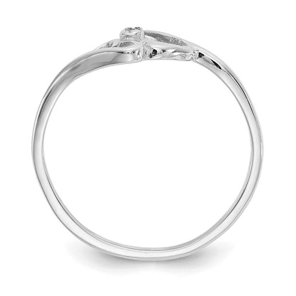 14K Weißgold Poliert AA Diamant Herz-Ring