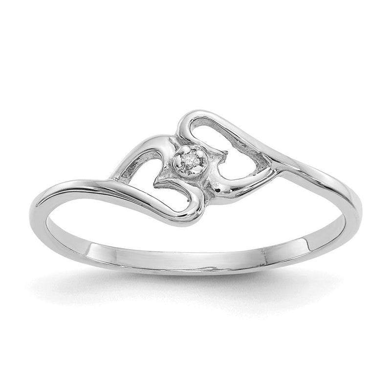 Herzring aus 14K Weißgold mit echten Diamanten, VS