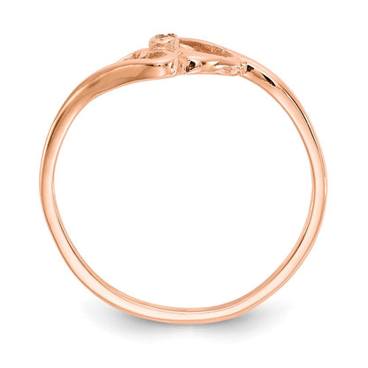 14K Roségold Ring mit Herz und poliertem AA Echt-Diamant