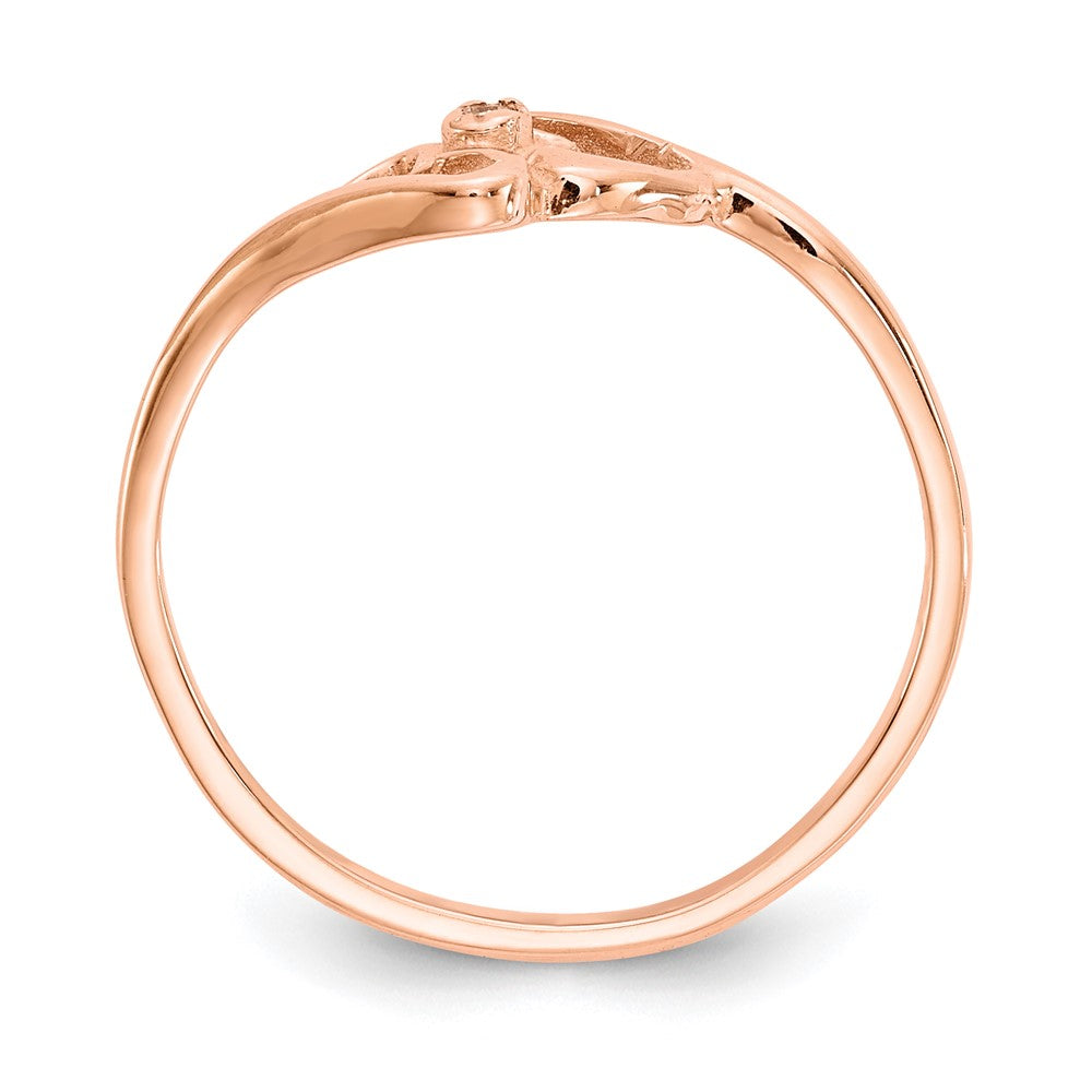 14K Roségold Herz-Ring mit einem natürlichen Diamanten