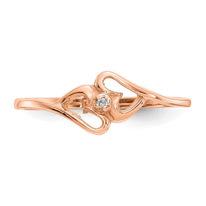 14K Roségold Herz-Ring mit einem natürlichen Diamanten