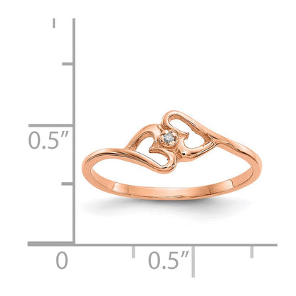 14K Roségold Herz-Ring mit einem natürlichen Diamanten