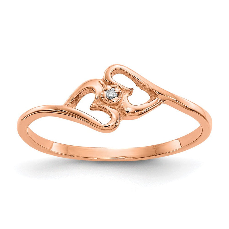 14K Roségold Herzring mit VS Echtdiamant