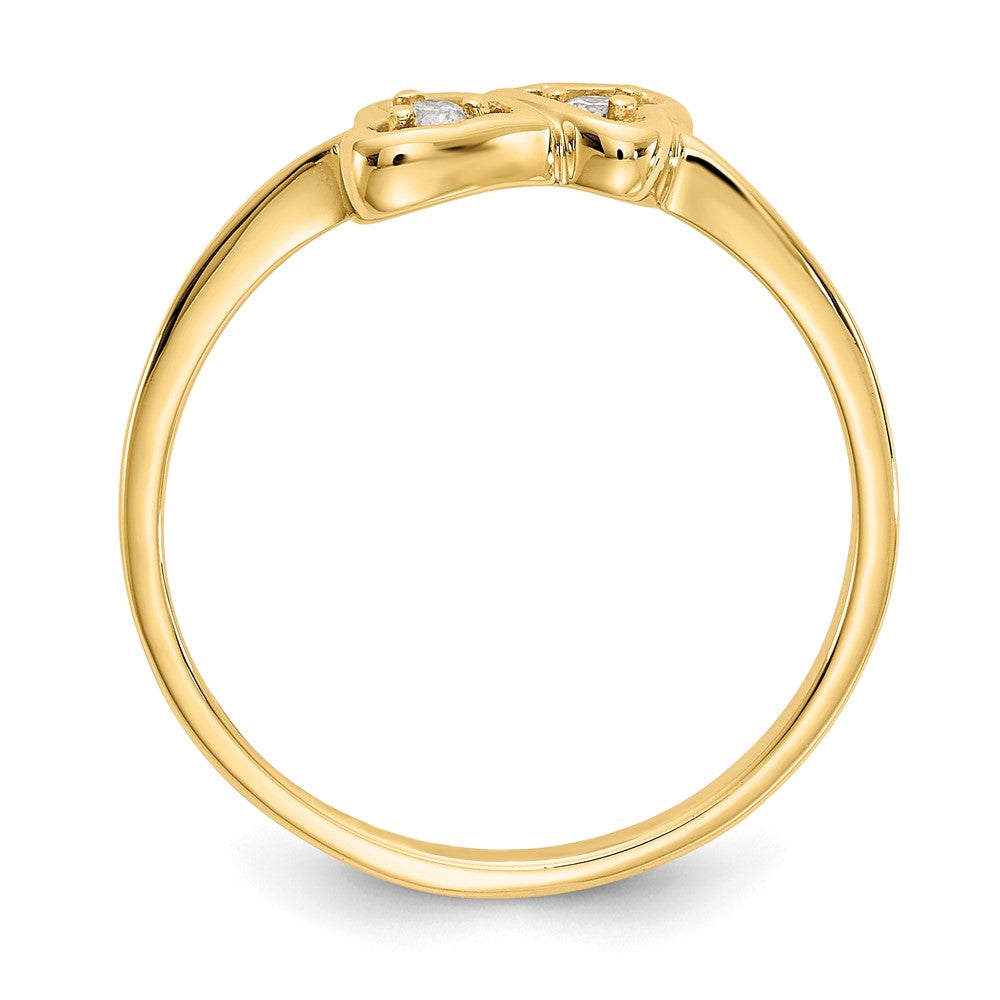 14K Gelbgold Herzring mit echtem VS Diamant