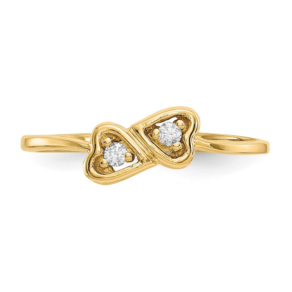 14K Gelbgold Herzring mit echtem VS Diamant