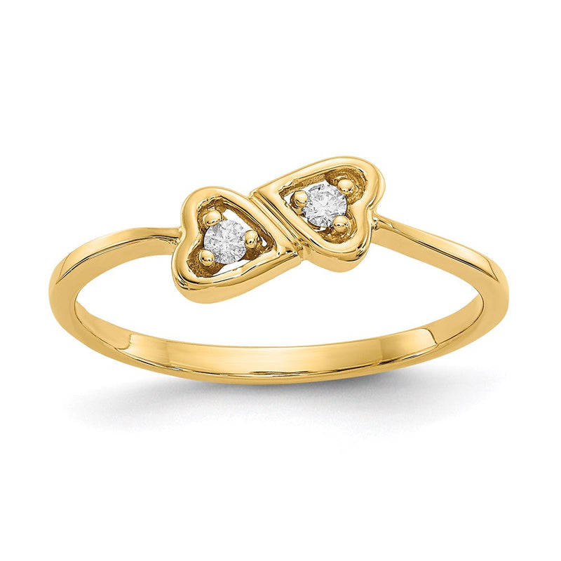 14K Gelbgold Ring mit Diamant im Herz-Schliff, poliert, AA