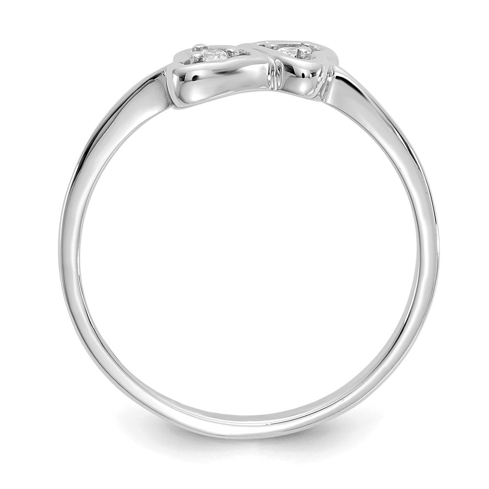 14K Weißgold polierter Herz-Ring mit echten Diamanten AA