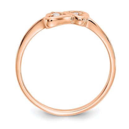 14K Roségold Ring poliert mit Herz aus echtem Diamant AA